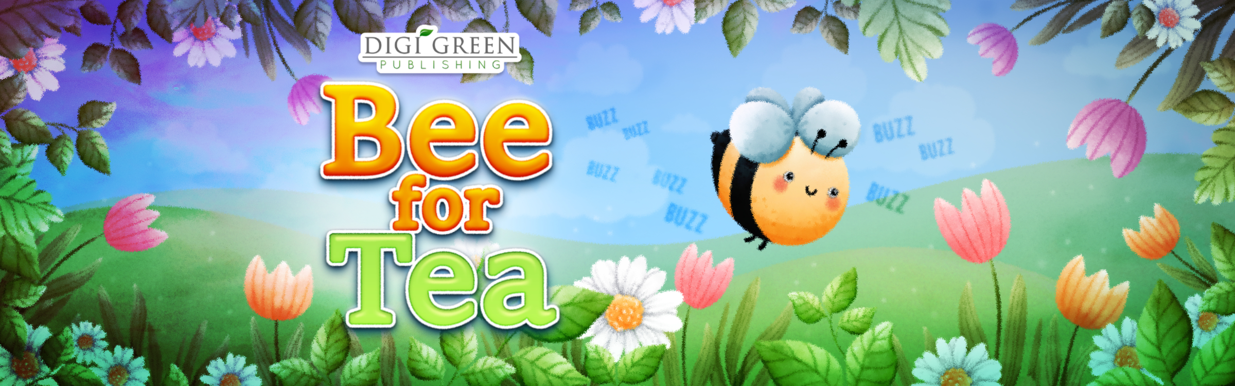 Bee for Tea illustrated garden and characters